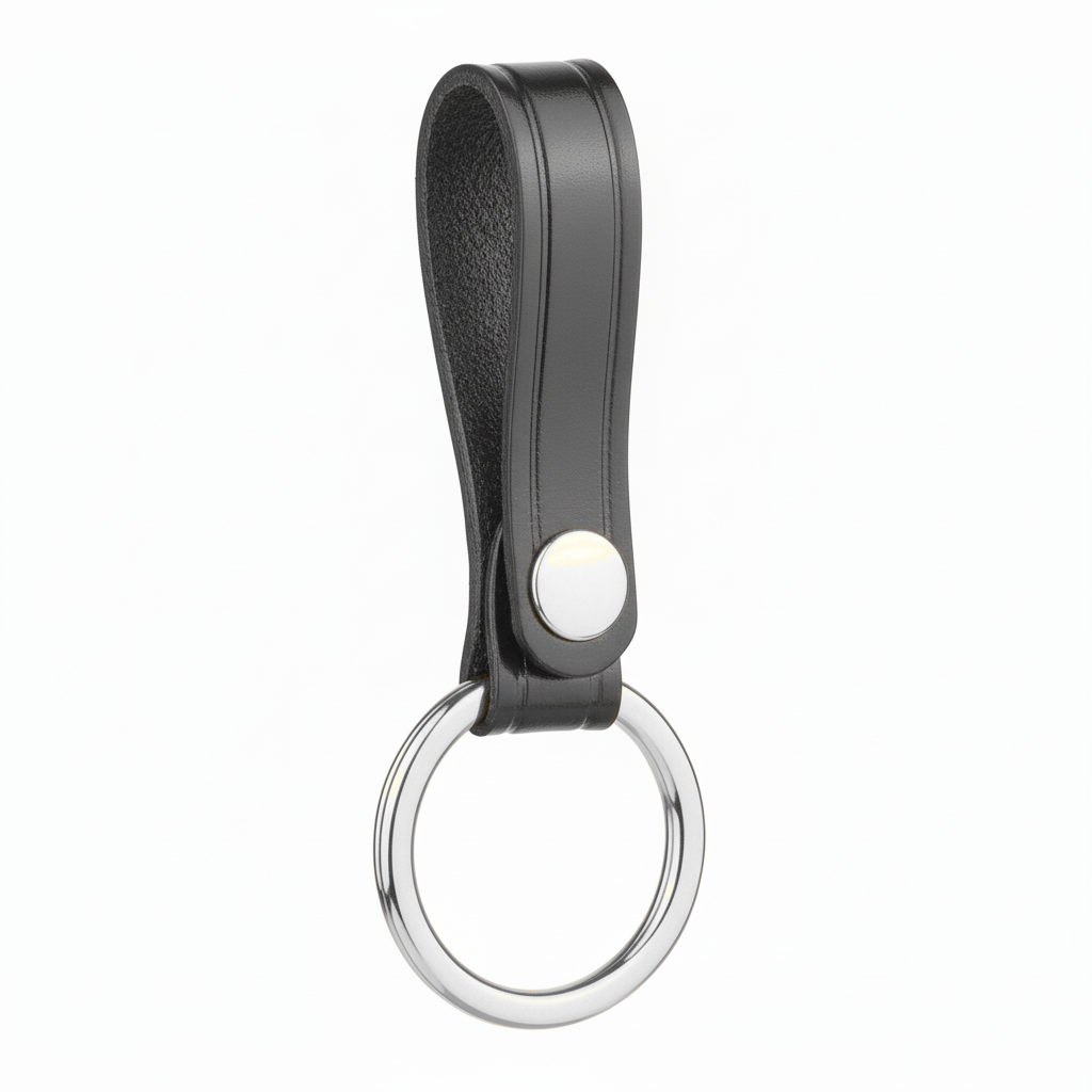Plain Leather Baton Strap | Metal Ring — Closure: Silver Snap