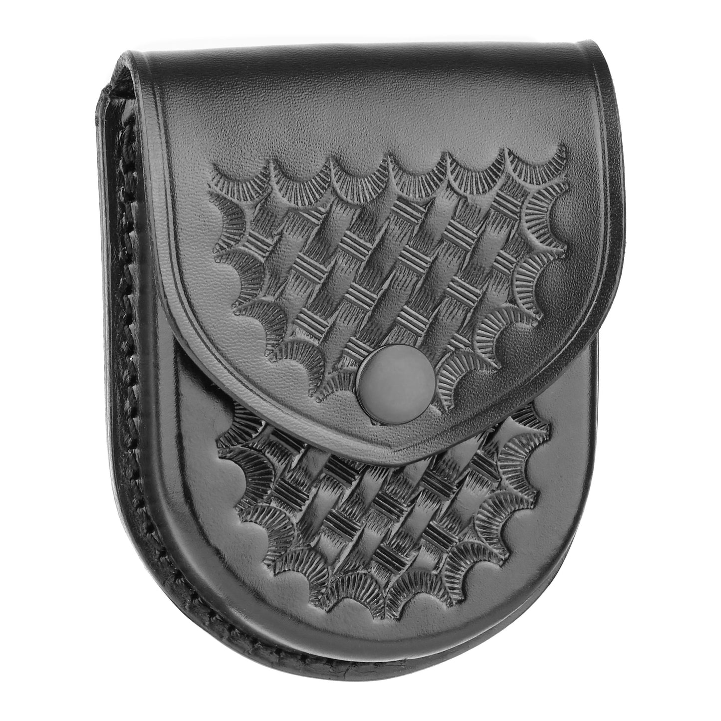 Basketweave Leather Round Bottom Closed Single Cuff Case