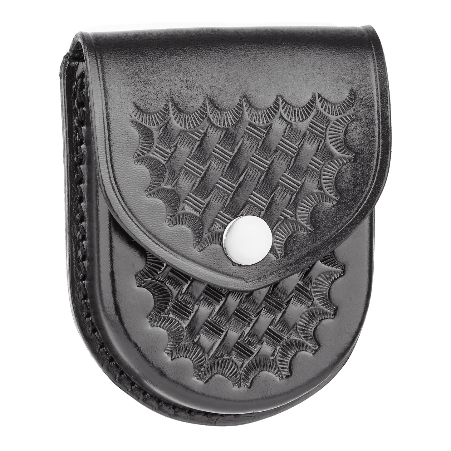 Basketweave Leather Round Bottom Closed Single Cuff Case