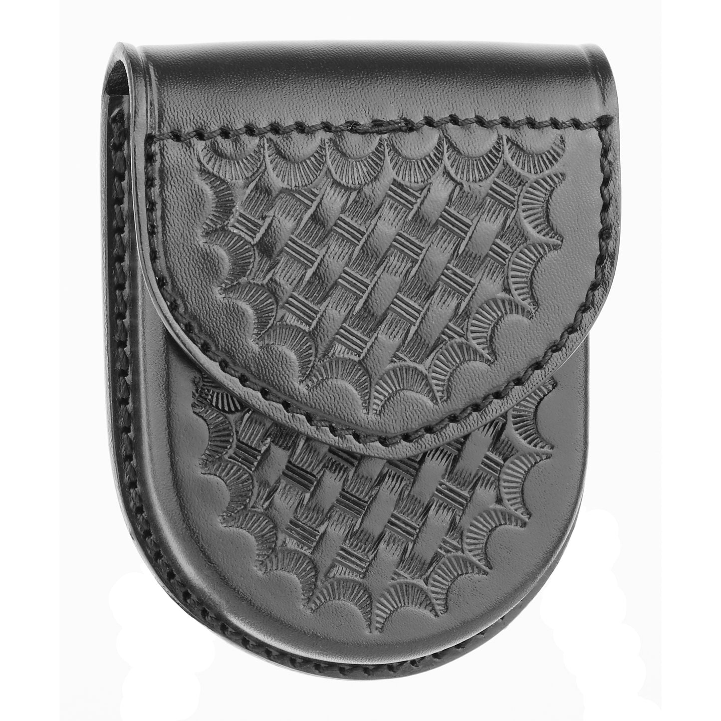Basketweave Leather Round Bottom Closed Single Cuff Case