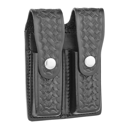 Basketweave Leather Double Magazine Holder for 9mm, .40 & .45