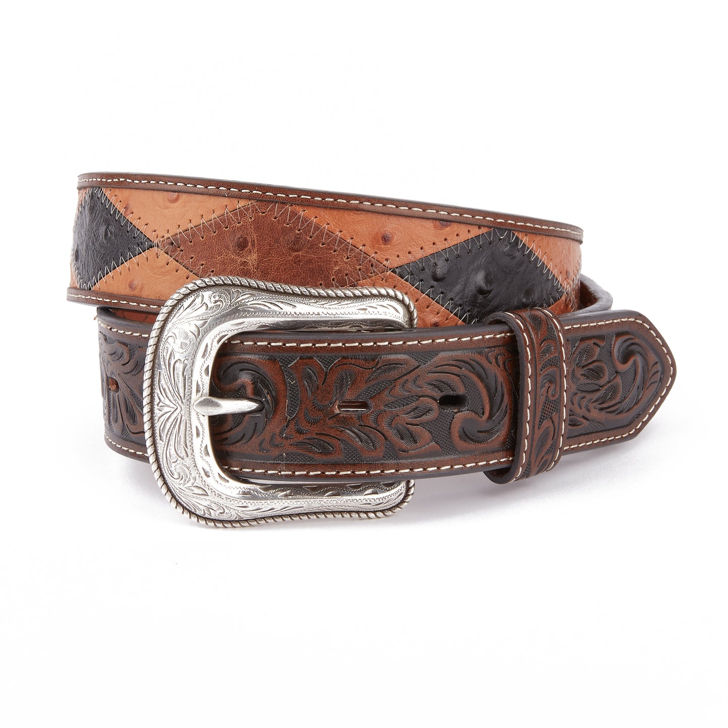 Mustang Ridge MR2072 Ostrich Leather Diamond Patch Belt