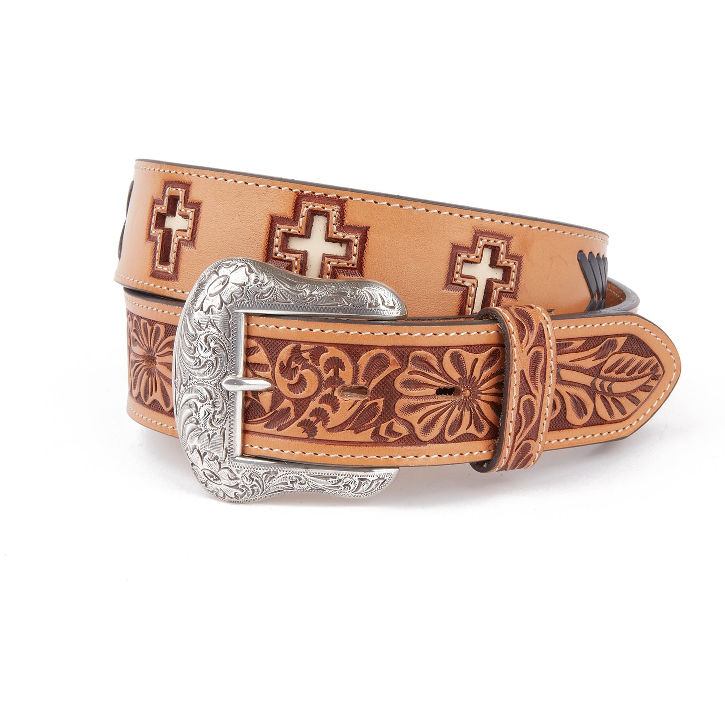 Mustang Ridge MR2194 Floral Tooled Leather Belt