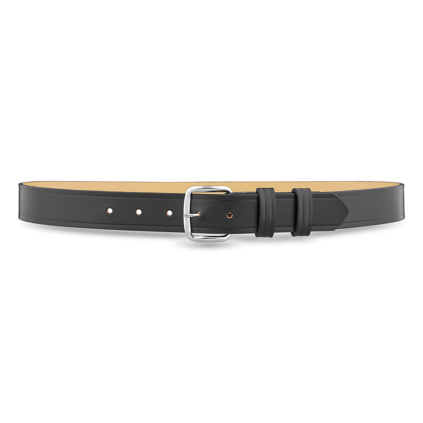1-1/4" Plain Leather Garrison Belt - Black