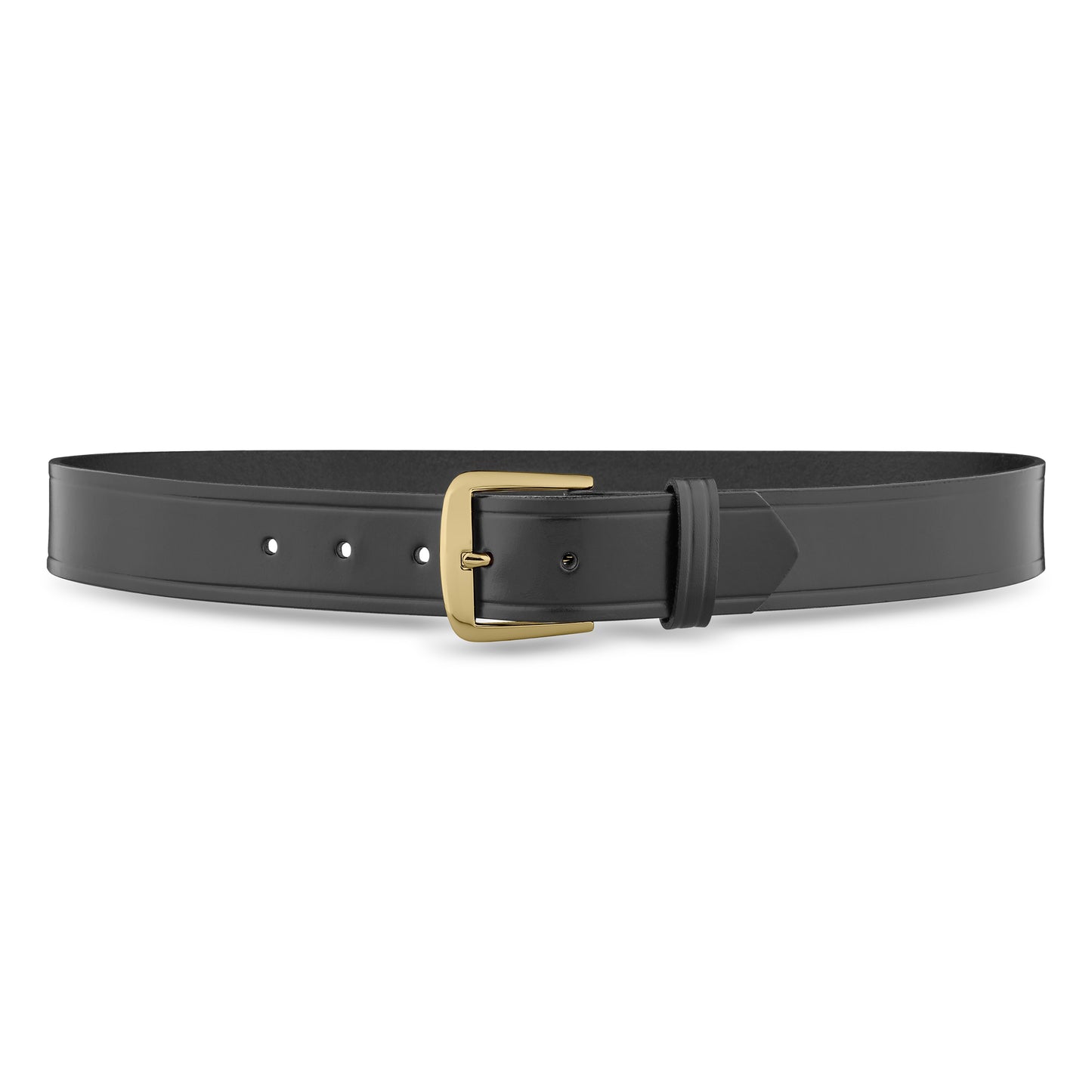 1-1/2" Plain Leather Thick Garrison Belt - Black