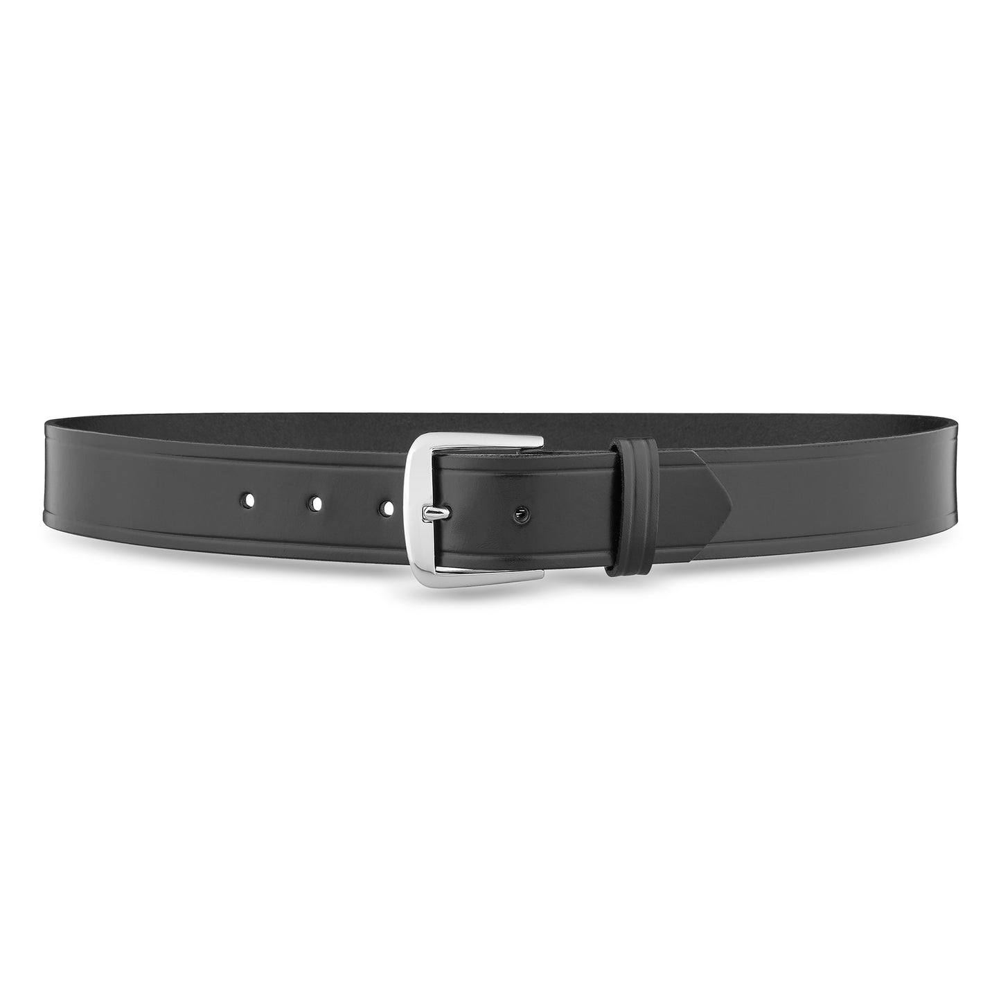 1-1/2" Plain Leather Thick Garrison Belt - Black