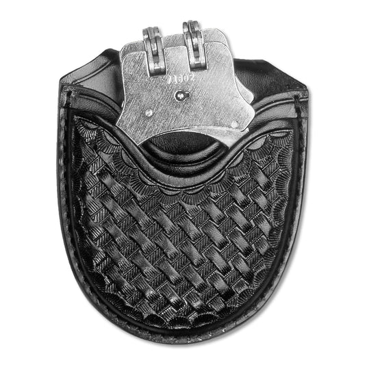 Basketweave Leather Single Open Cuff Case