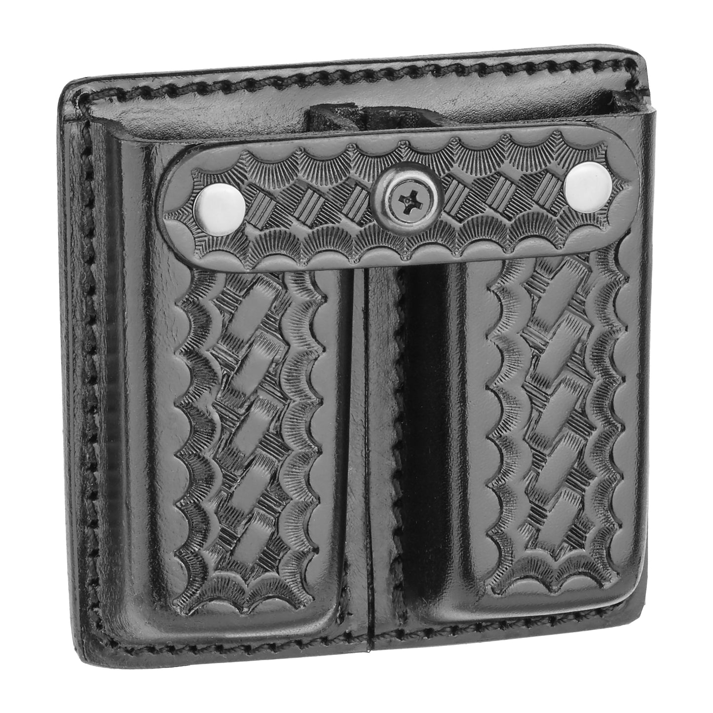 Basketweave Leather Double Magazine Holder for 9mm, .40 & .45