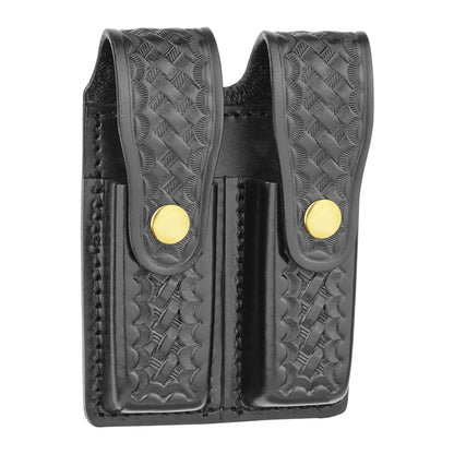 Basketweave Leather Double Magazine Holder for Colt 1911