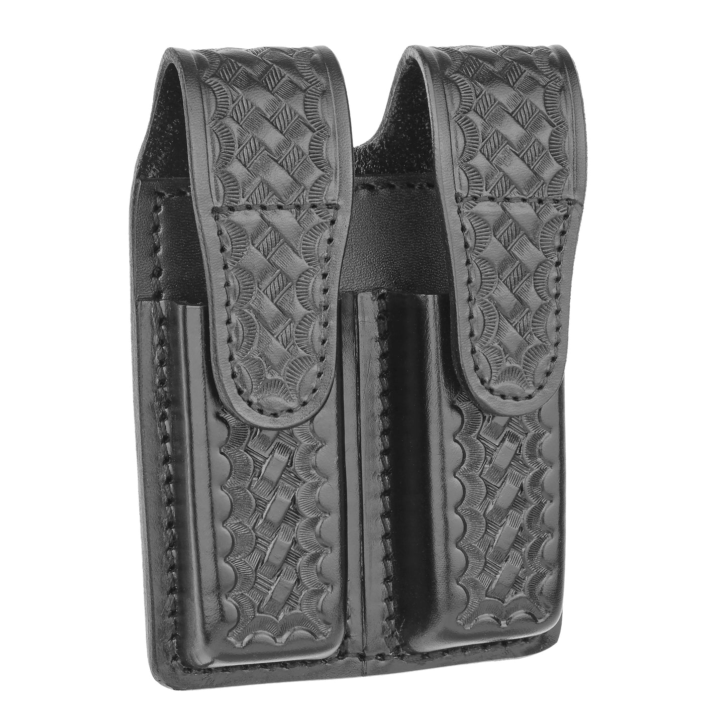 Basketweave Leather Double Magazine Holder for 9mm, .40 & .45