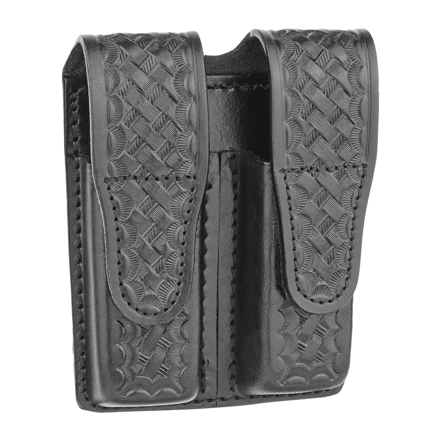 Basketweave Leather Double Magazine Holder for 9mm, .40 & .45