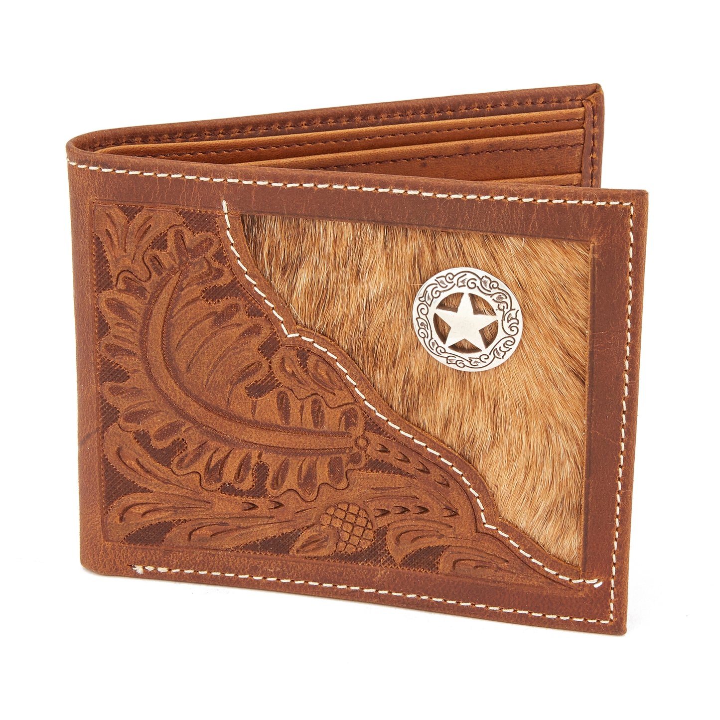 Mustang Ridge MRW228S Tan Crazy Horse Leather Wallet