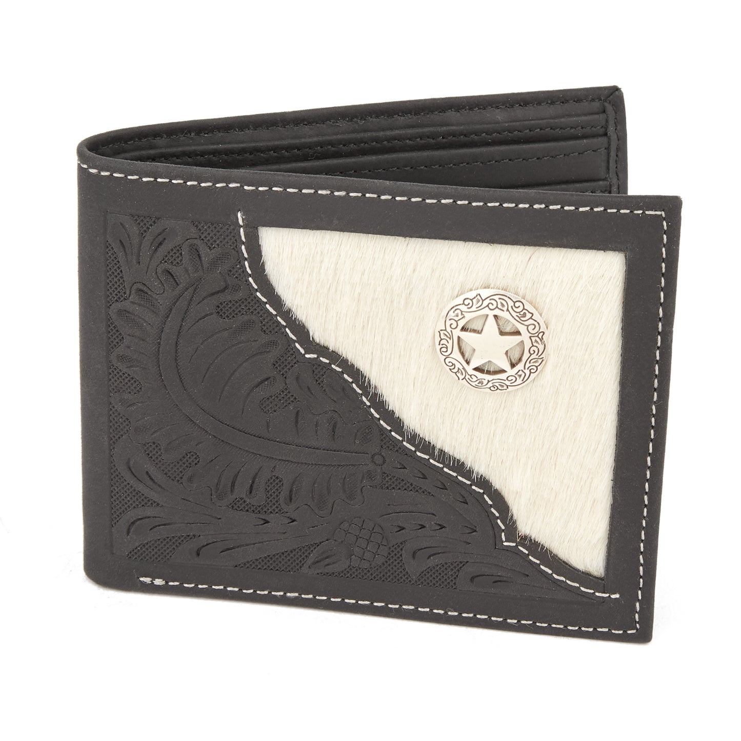 Mustang Ridge MRW221S Black Crazy Horse Leather Wallet