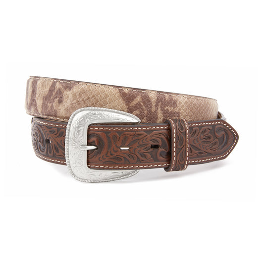 Mustang Ridge MR2092 Python Leather Floral Tooled Belt