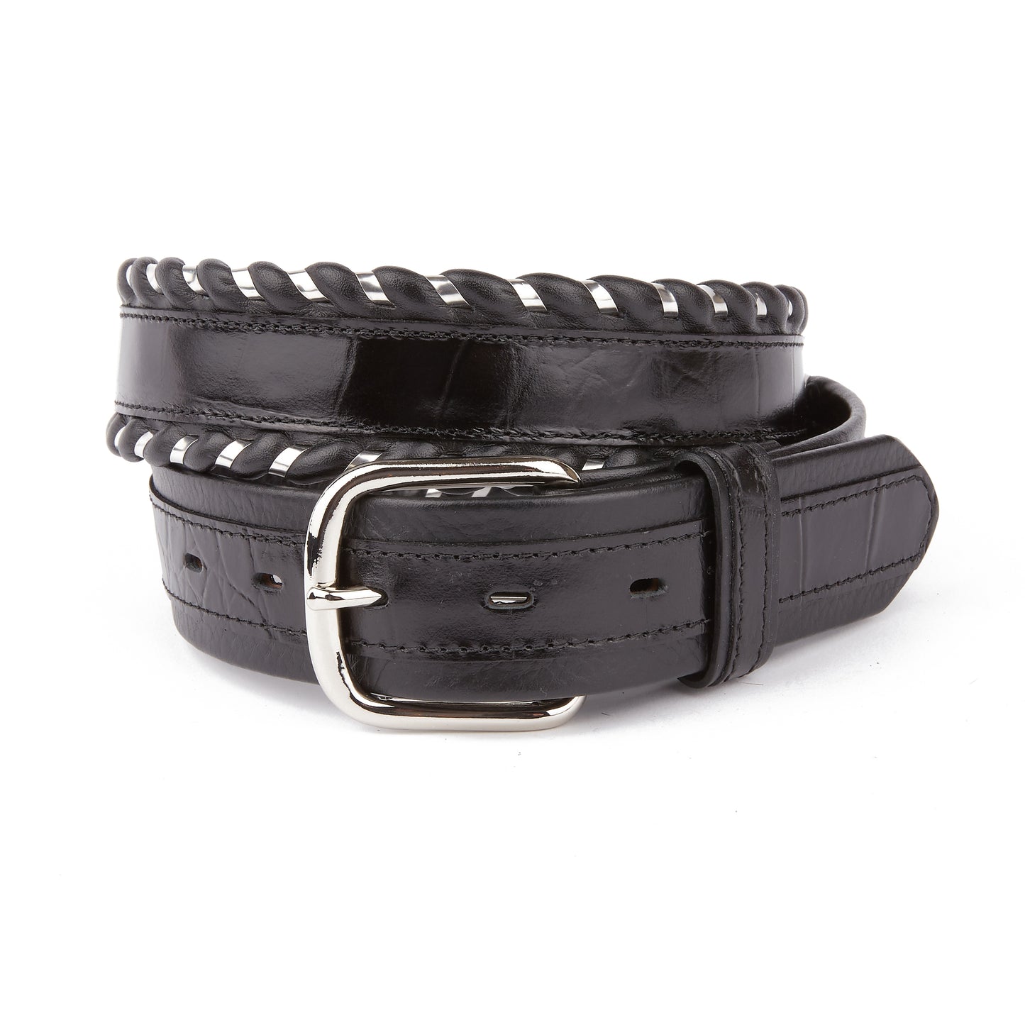 Mustang Ridge MR2051 Black Leather Gator Overlay Belt