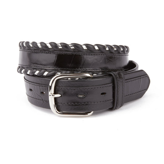 Mustang Ridge MR2051 Black Leather Gator Overlay Belt