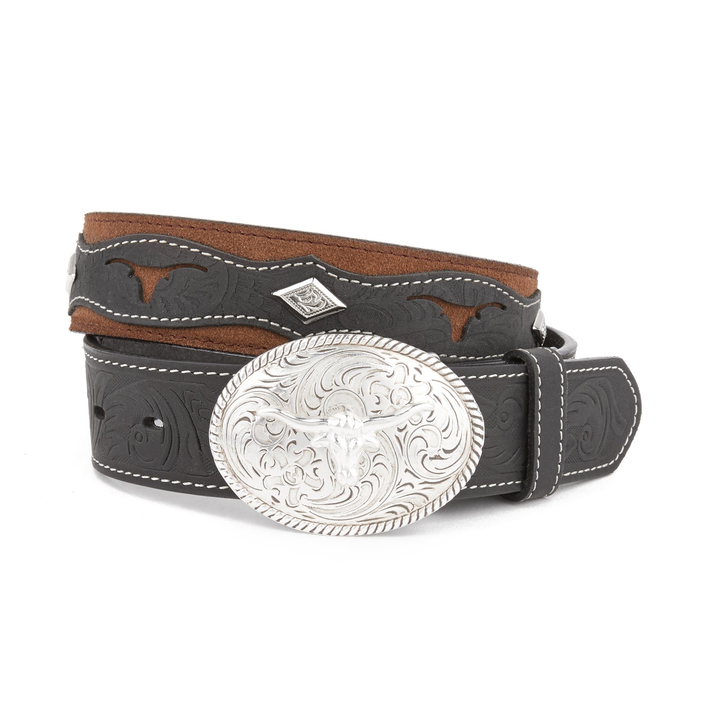Mustang Ridge MRK101 Longhorn Buckle Leather Kids Belt