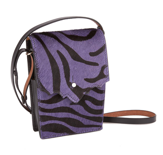 Mustang Ridge MRHB11 Purple Zebra Cowhide Shoulder Bag