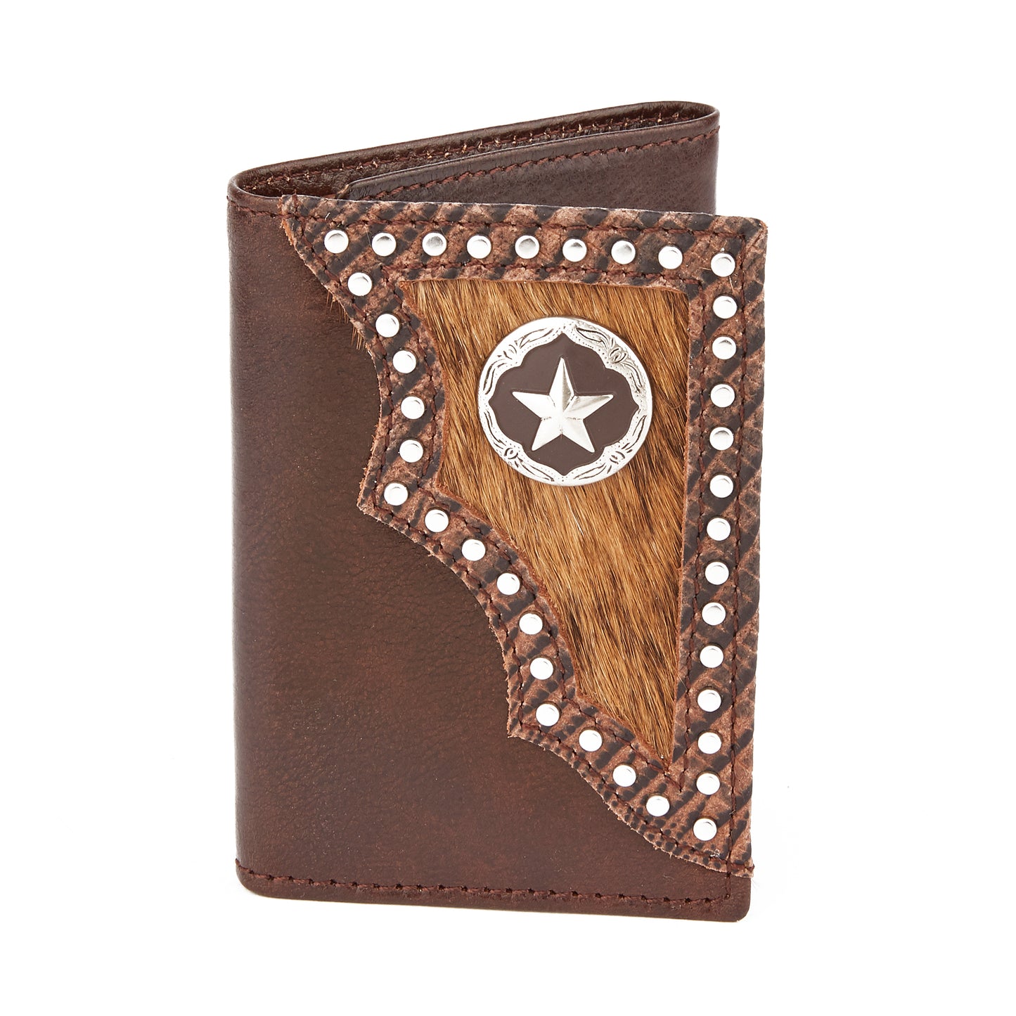 Mustang Ridge MRW112T Brown Glazed Leather Trifold Wallet