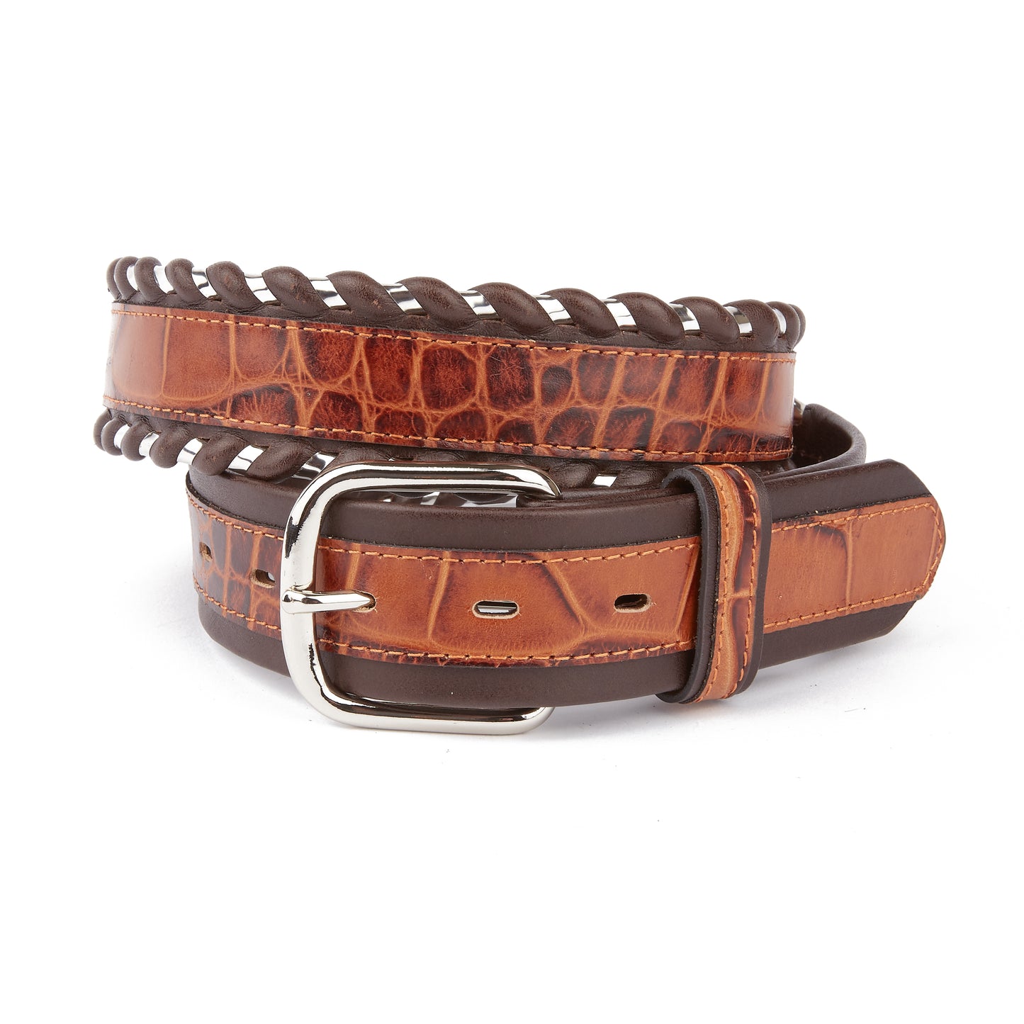 Mustang Ridge MR2052 Cognac Leather & Gator Belt