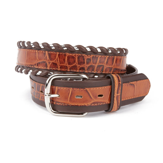 Mustang Ridge MR2052 Cognac Leather & Gator Belt