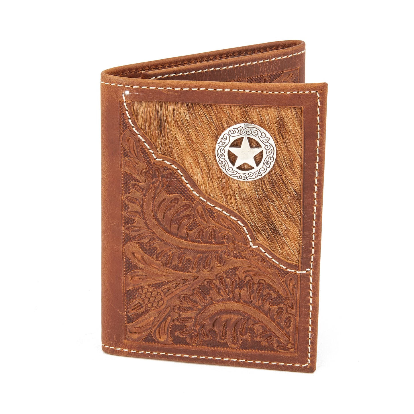 Mustang Ridge MRW238S Tan Crazy Horse Trifold Leather Wallet