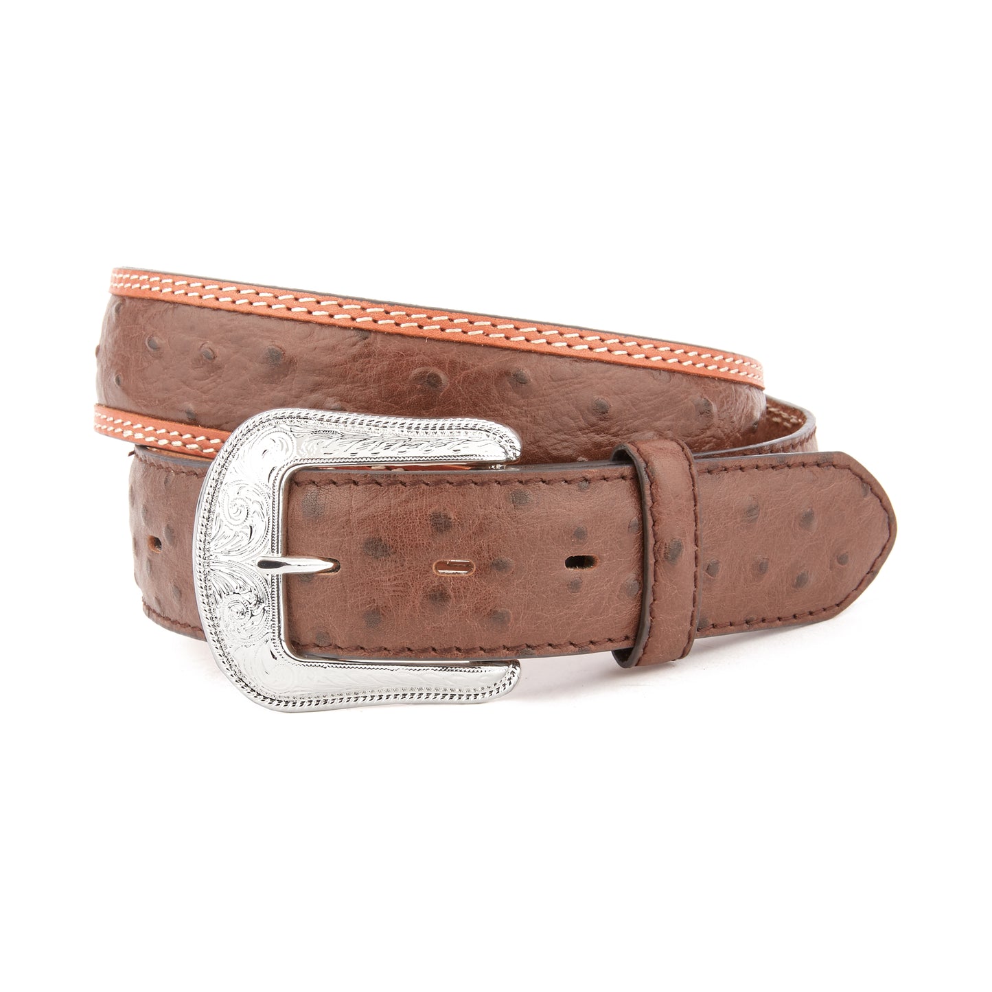 Mustang Ridge MR2242 Brown Ostrich Leather Belt