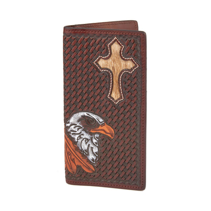 Mustang Ridge MRW138 Brown Tooled Leather Rodeo Wallet
