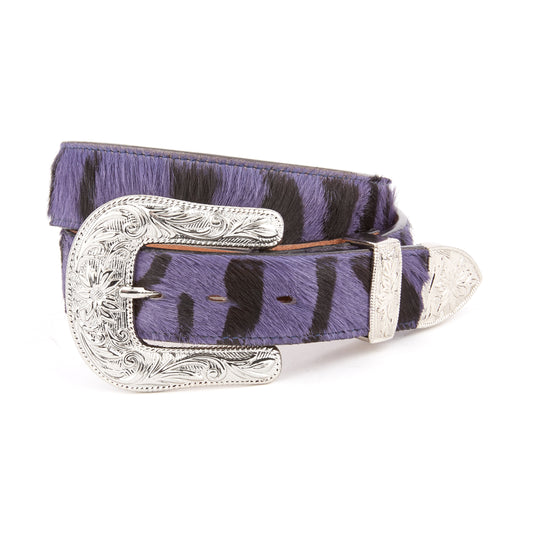 Mustang Ridge MR509 Purple Zebra Cowhide Kids Belt