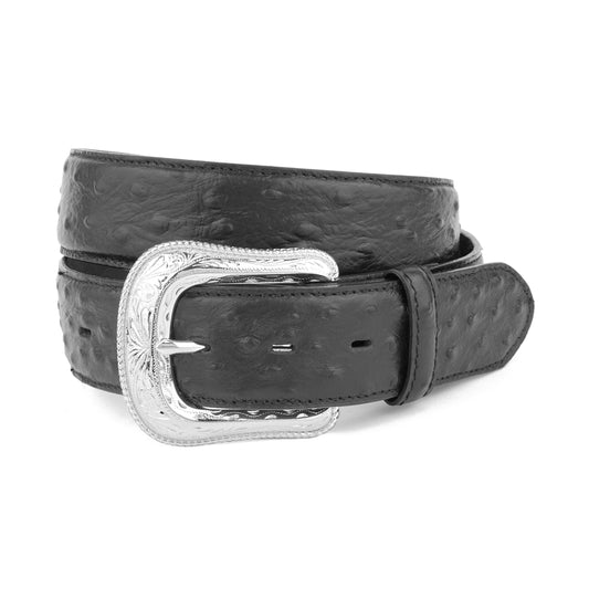 Mustang Ridge MR2251 Black Ostrich Leather Belt