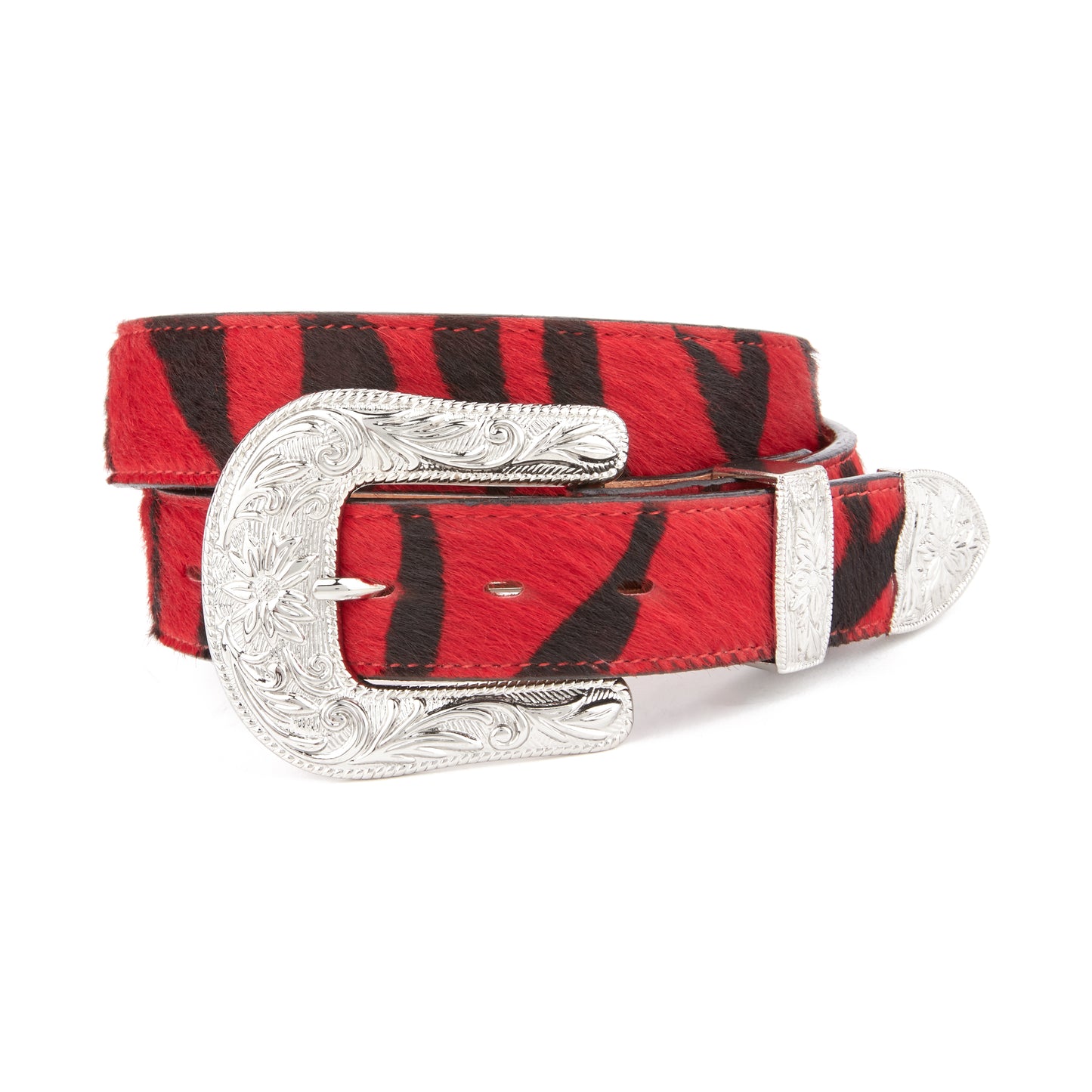Mustang Ridge MR508 Red Zebra Cowhide Leather Kids Belt