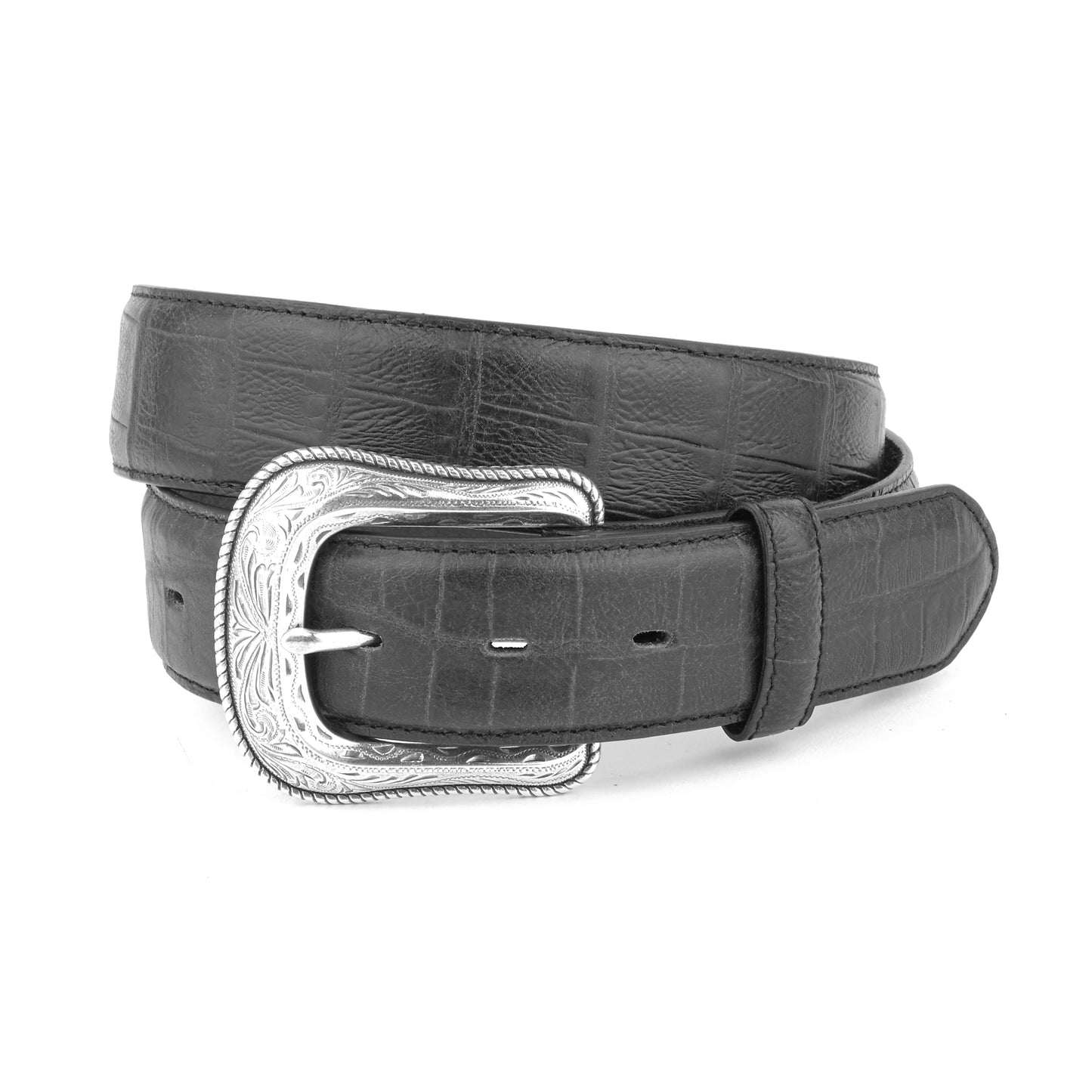 Mustang Ridge MR2261 Black Caiman Leather Belt