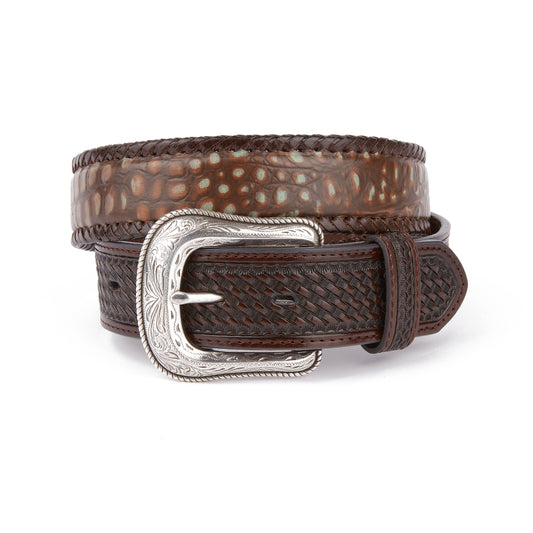 Mustang Ridge MR2062 Vintage Brass Turquoise Leather Belt