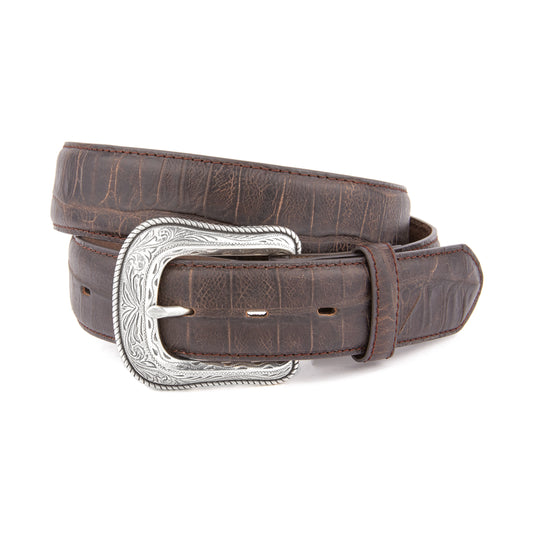 Mustang Ridge MR2262 Brown Caiman Leather Belt