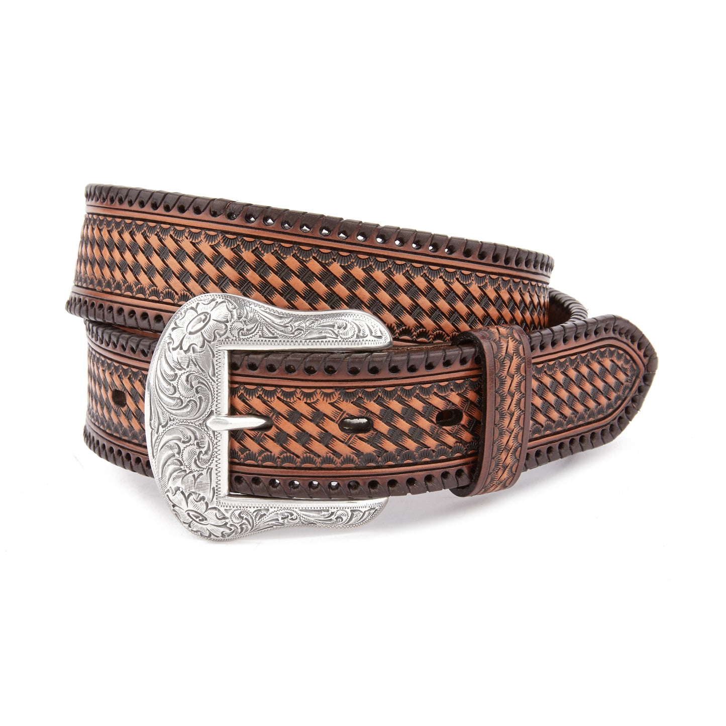 Mustang Ridge MR2226 Basket Weave Tooled Leather Belt
