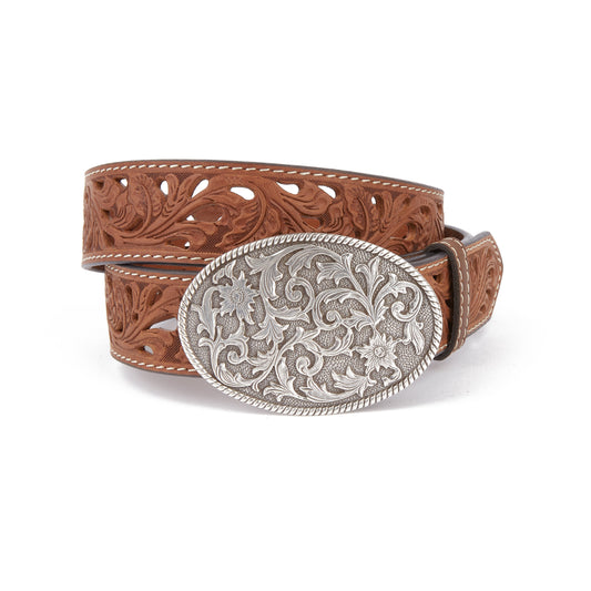Mustang Ridge MR505 Floral Embossed Leather Ladies Belt