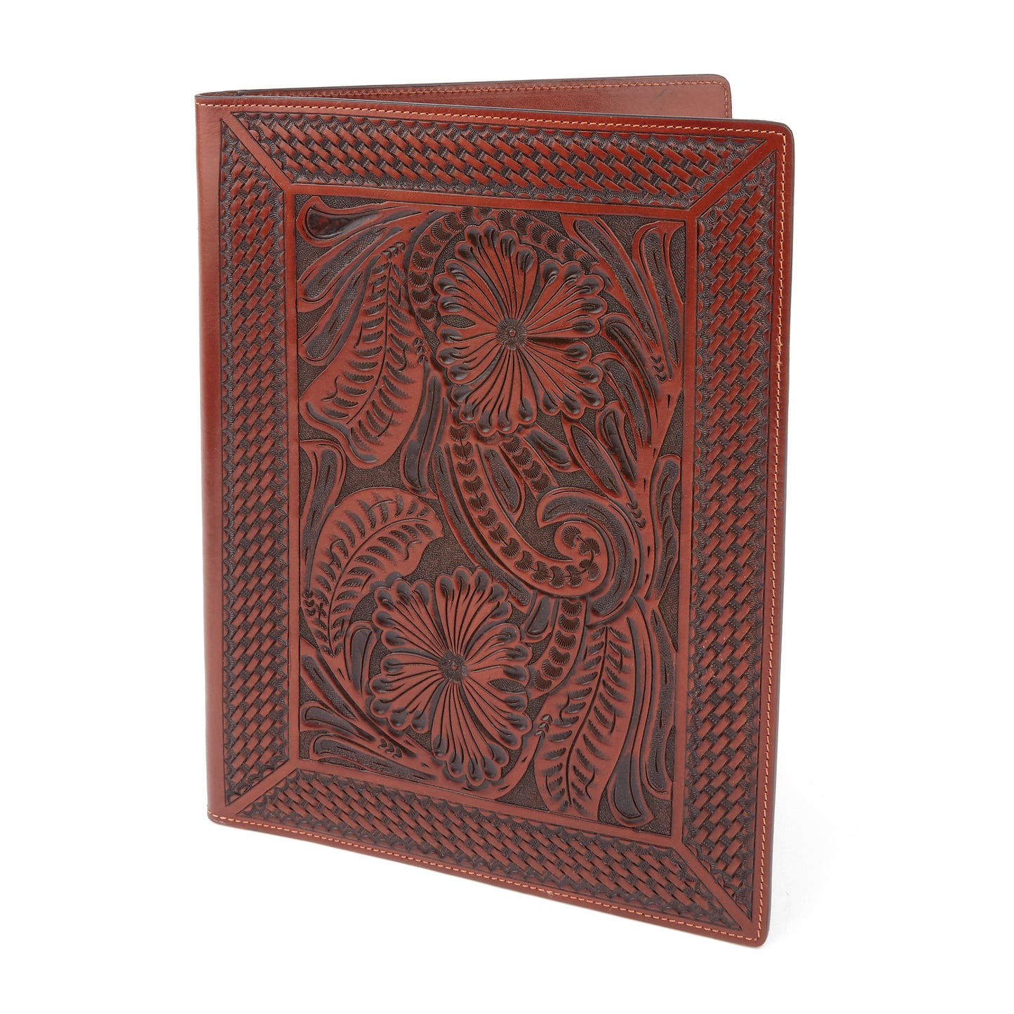 Mustang Ridge MRN12 Cognac Floral Tooled Leather Notepad Cover