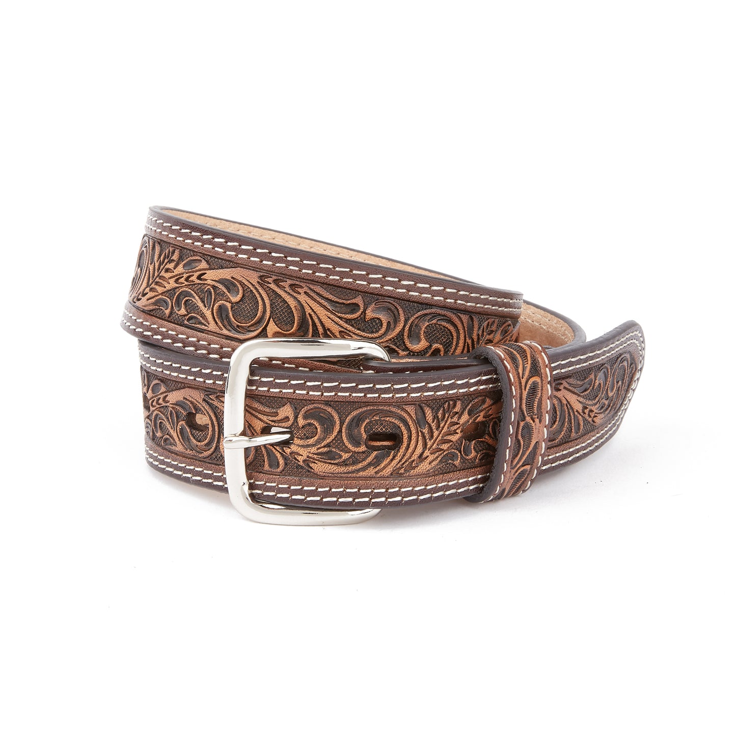 Mustang Ridge MRK123 Two-Tone Floral Embossed Leather Kids Belt