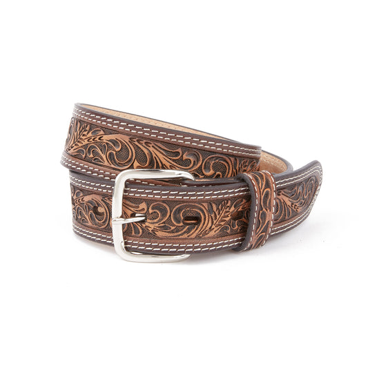 Mustang Ridge MRK123 Two-Tone Floral Embossed Leather Kids Belt