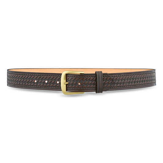 1-1/2" Basketweave Leather Garrison Belt - Brown