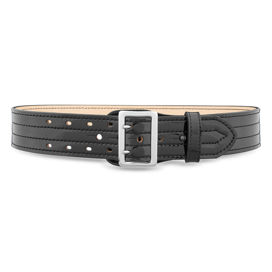 2-1/4" Black High-Gloss Leather Sam Browne 4-Row Stitch Duty Belt.