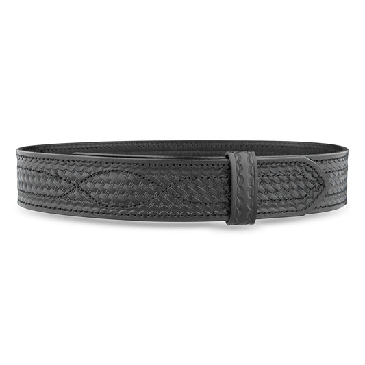 2-1/4" Basketweave Leather Buckleless Outer Police Belt