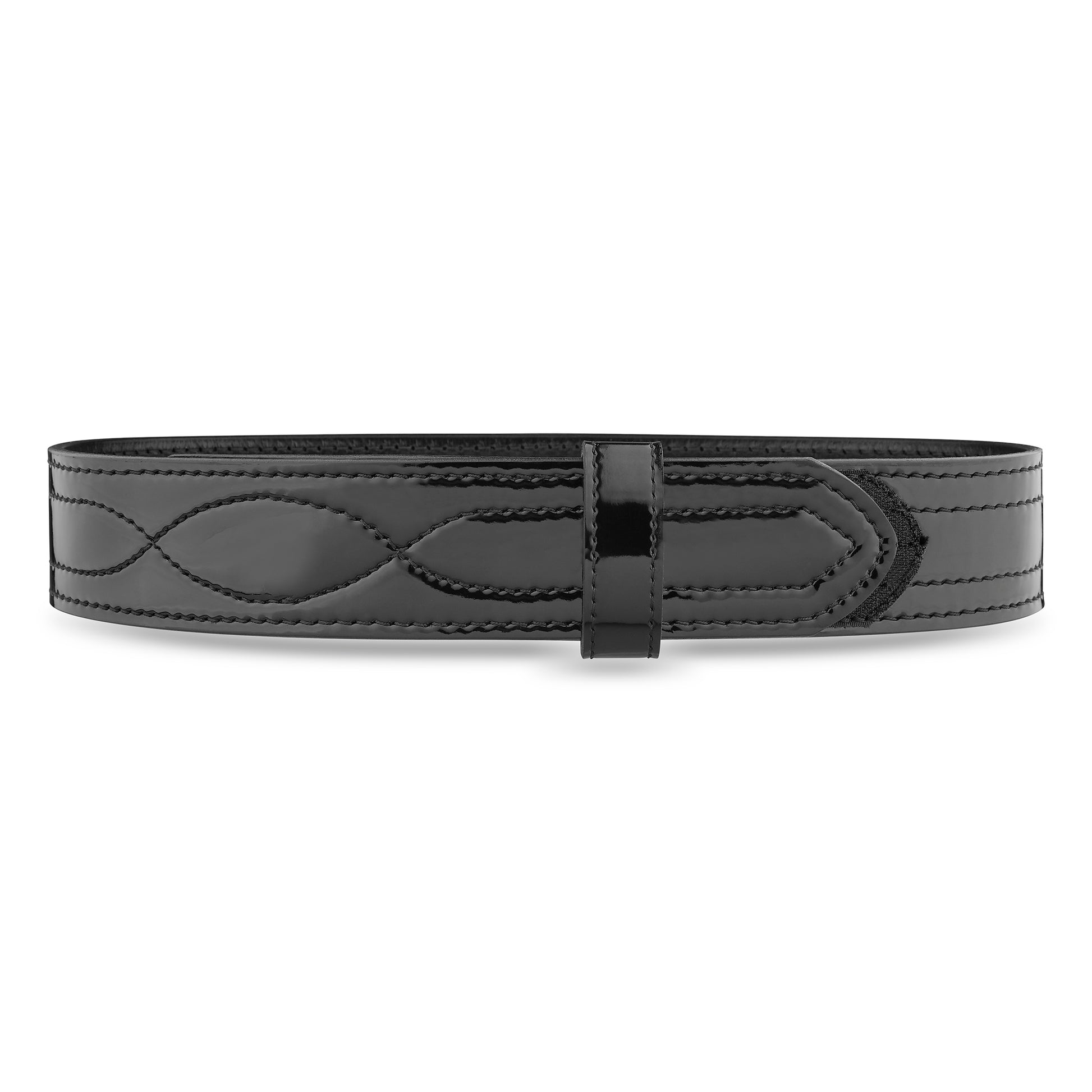 2-1/4" Black High-Gloss Leather Buckleless Outer Belt.